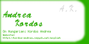 andrea kordos business card